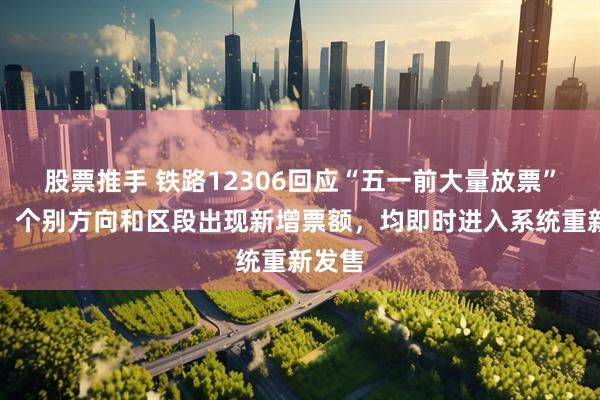 股票推手 铁路12306回应“五一前大量放票”传闻：个别方向和区段出现新增票额，均即时进入系统重新发售