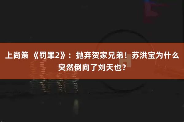上尚策 《罚罪2》：抛弃贺家兄弟！苏洪宝为什么突然倒向了刘天也？